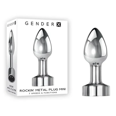 gender x rockin metal plug mini chrome 78 cm usb rechargeable vibrating mini butt plug