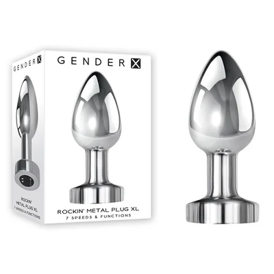 gender x rockin metal plug xl chrome 105 cm usb rechargeable vibrating xl butt plug