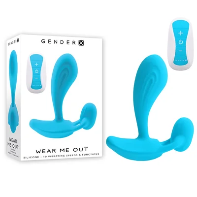 gender x wear me out blue 111 cm usb rechargeable wearable vibrator with wireless remote