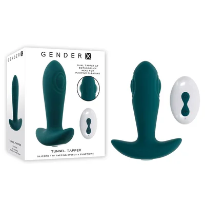 gender x tunnel tapper grey 121 cm usb rechargeable tapping anal plug with wireless remote