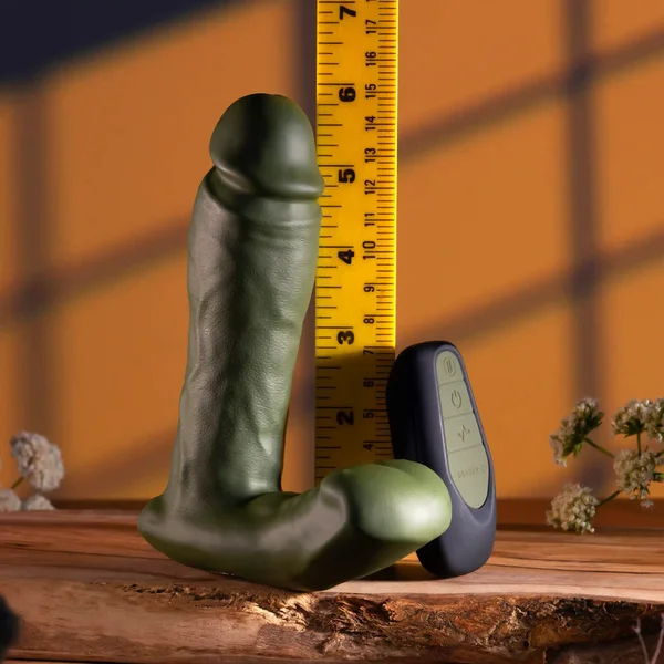 Gender X THE HUNK - Green 15.2 cm USB Rechargeable Thrusting Vibrator with Remote — image 7 of 8