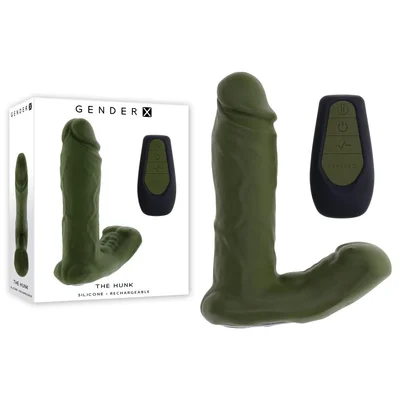 gender x the hunk green 152 cm usb rechargeable thrusting vibrator with remote