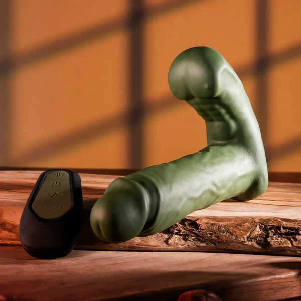 Gender X THE HUNK - Green 15.2 cm USB Rechargeable Thrusting Vibrator with Remote — image 3 of 8