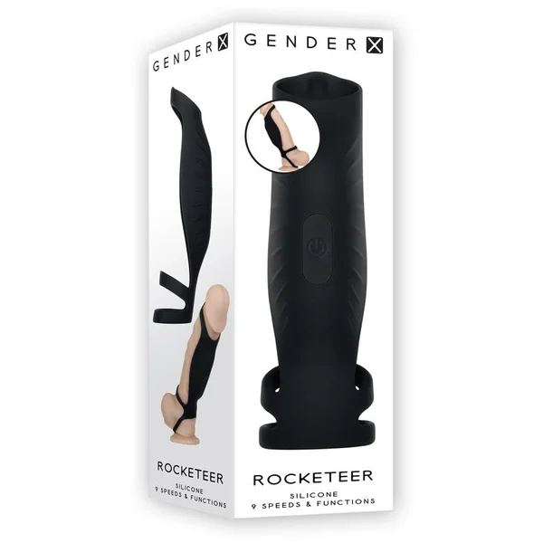 Gender X ROCKETEER - Black USB Rechargeable Vibrating Penis Sleeve — image 9 of 9