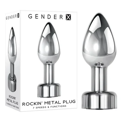 gender x rockin metal plug metallic 93 cm usb rechargeable butt plug