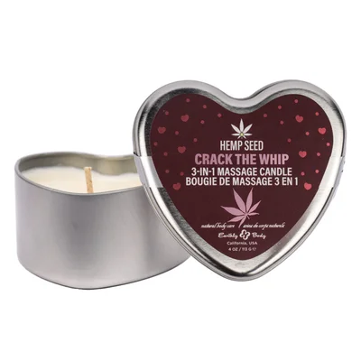 eb hemp seed 3 in 1 massage heart candle crack the whip crack the whip dew kissed rose violet petals warm amber 113 g