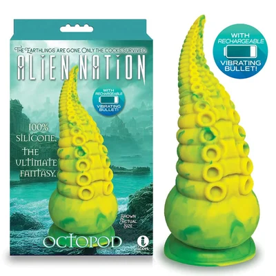 alien nation octopod yellowgreen 229 cm usb rechargeable vibrating fantasy dong