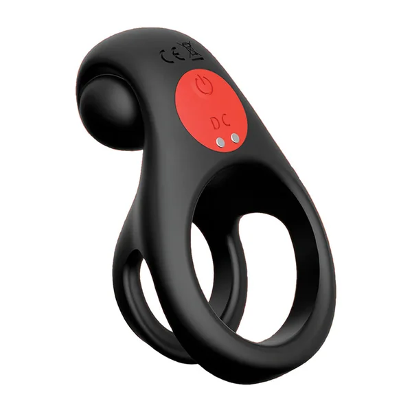 Red Dot Rings - V2 - Black USB Rechargeable Vibrating Cock & Ball Ring with Remote — image 2 of 5