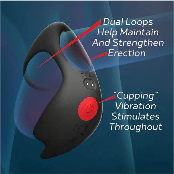 Red Dot Rings - V3 - Black USB Rechargeable Vibrating Cock & Ball Ring with Remote — image 3 of 5