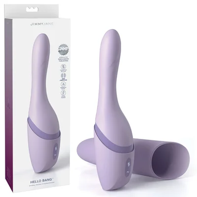 jimmyjane hello bang purple 27 cm usb rechargeable warming thrusting vibrator