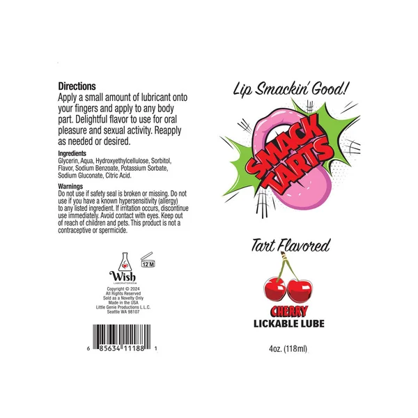 Smack Tarts - Sour Cherry - Sour Cherry Flavoured Lubricant - 120 ml Tube — image 2 of 3