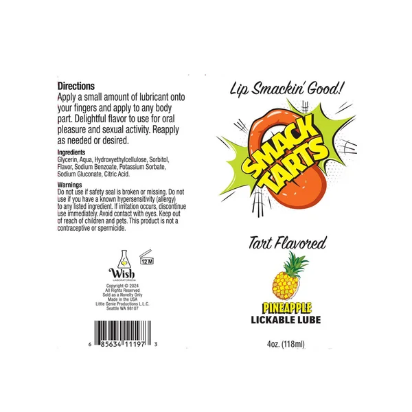 Smack Tarts - Sour Pineapple - Sour Pineapple Flavoured Lubricant - 120 ml Tube — image 2 of 3