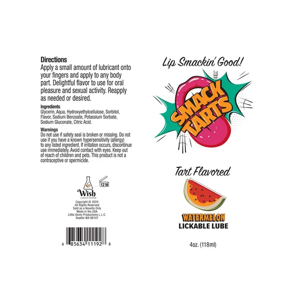 Smack Tarts - Sour Watermelon - Sour Watermelon Flavoured Lubricant - 120 ml Tube — image 2 of 3