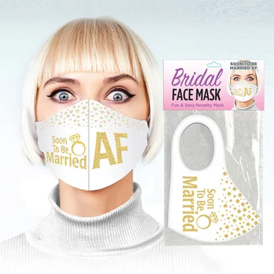 bridal face mask soon to be married af white novelty mask