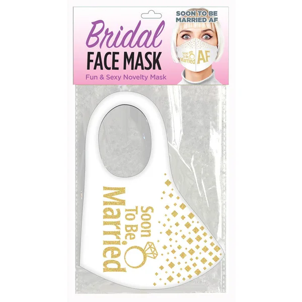 Bridal Face Mask - Soon To Be Married AF - White Novelty Mask — image 2 of 2