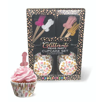 glitterati penis party cupcake set party cupcake set set of 24
