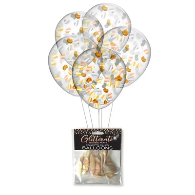 glitterati boobie confetti balloons set of 5