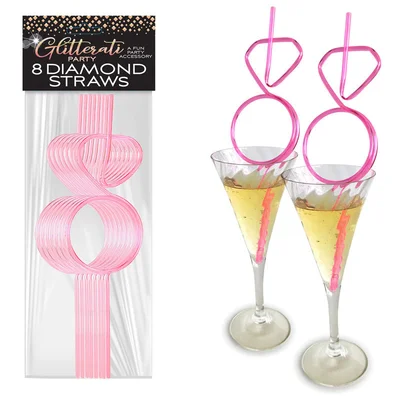 glitterati diamond ring straws set hens party novelty set of 8