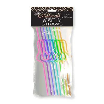 glitterati penis silly straws coloured hens party straws 8 pack