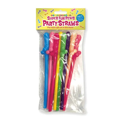 super fun penis party straws coloured multi coloured dicky straws 8 pack