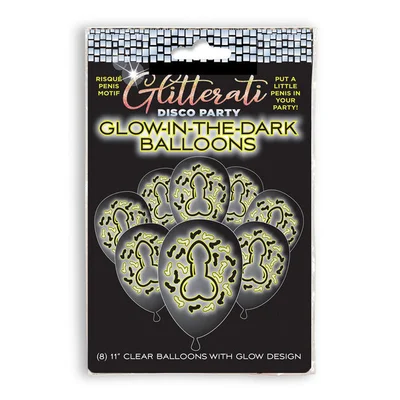 glitterati disco party glow in the dark balloons novelty hens party balloons 8 pack