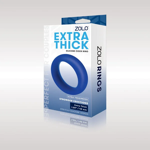 Zolo Extra Thick Silicone Cock Ring - Blue 40 mm Cock Ring — image 3 of 4