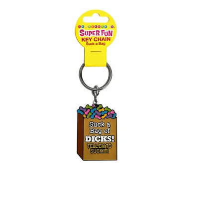 super fun key chain suck a bag novelty keychain