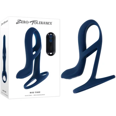 zero tolerance big time navy blue usb rechargeable vibrating penis sleeve with wireless remote