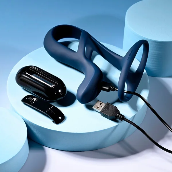 Zero Tolerance BIG TIME - Navy Blue USB Rechargeable Vibrating Penis Sleeve with Wireless Remote — image 9 of 18