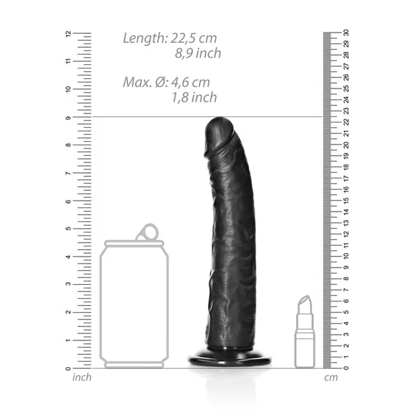 REALROCK Realistic Slim Dildo with Suction Cup - 20.5cm - Black 20.5 cm (8'') Dong — image 8 of 8