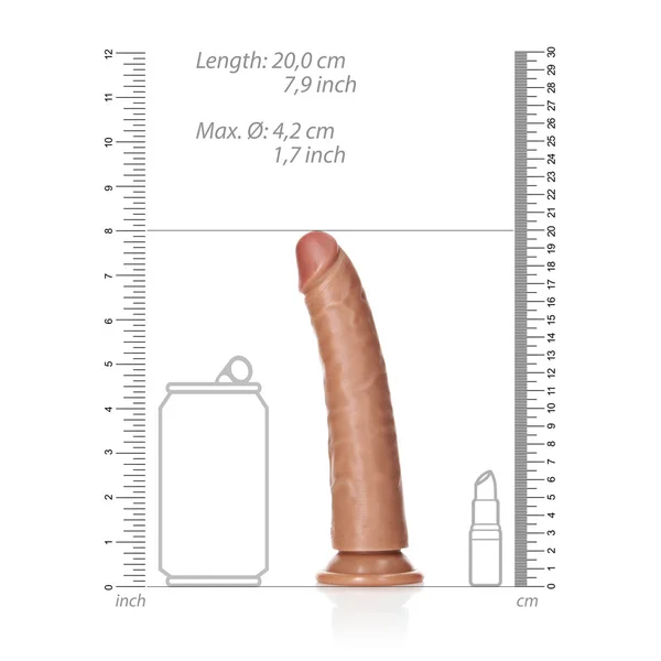 REALROCK Realistic Slim Dildo with Suction Cup - 18cm - Tan 18 cm (7'') Dong — image 8 of 8