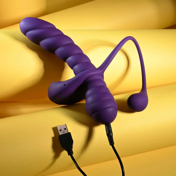 Playboy Pleasure TWISTED PLAYGROUND - Purple USB Rechargeable Vibrator and Cock Ring Kit — image 9 of 18