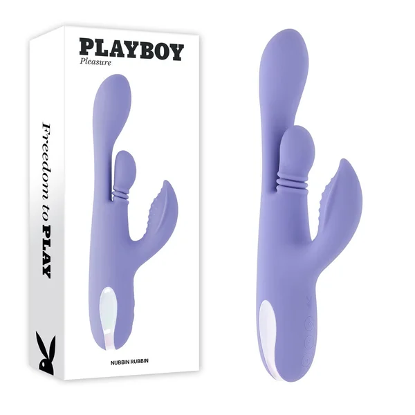 Playboy Pleasure NUBBIN RUBBIN - Purple 24.1 cm USB Rechargeable Thrusting Rabbit Vibrator — image 10 of 18