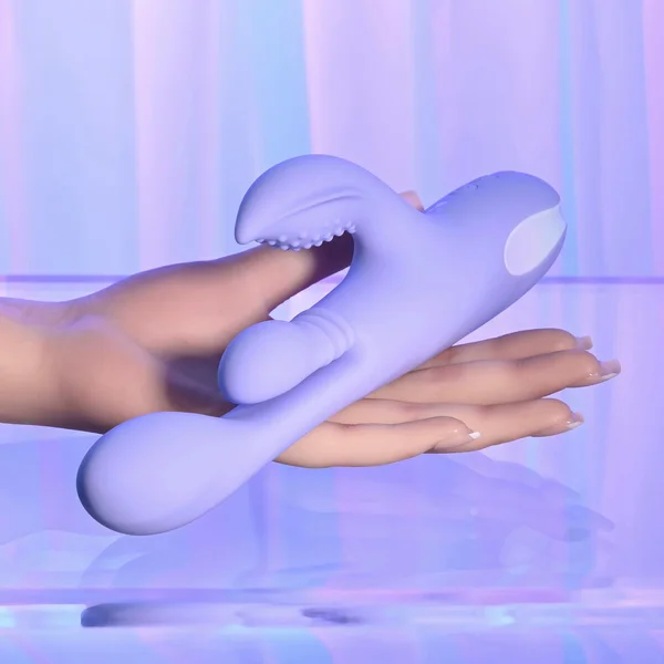 Playboy Pleasure NUBBIN RUBBIN - Purple 24.1 cm USB Rechargeable Thrusting Rabbit Vibrator — image 3 of 18