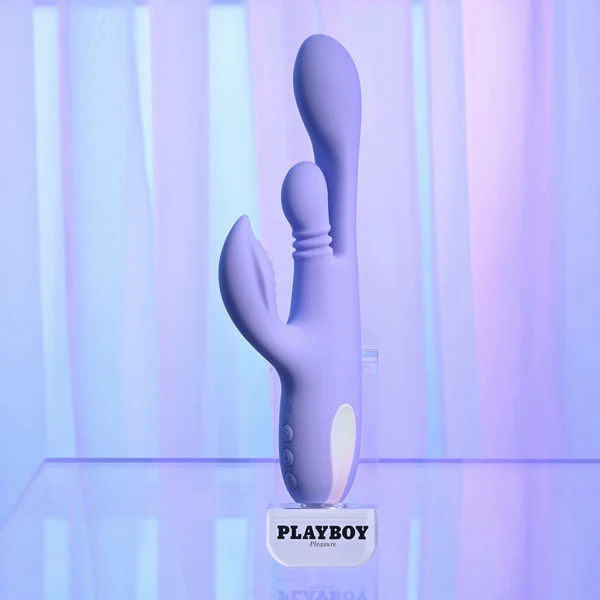 Playboy Pleasure NUBBIN RUBBIN - Purple 24.1 cm USB Rechargeable Thrusting Rabbit Vibrator — image 5 of 18
