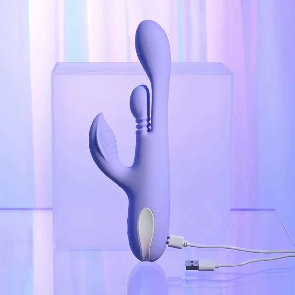 Playboy Pleasure NUBBIN RUBBIN - Purple 24.1 cm USB Rechargeable Thrusting Rabbit Vibrator — image 9 of 18