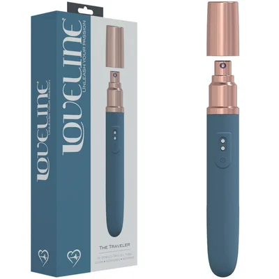 loveline the traveler blue blue 176 cm usb rechargeable vibrator with lube applicator