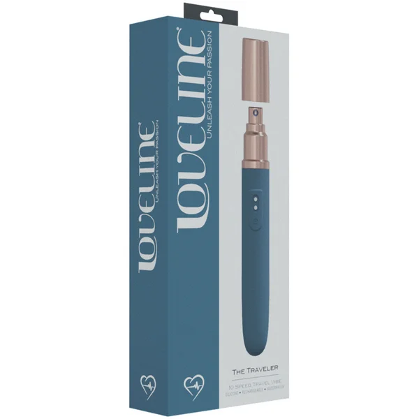 LOVELINE The Traveler - Blue - Blue 17.6 cm USB Rechargeable Vibrator with Lube Applicator — image 4 of 4