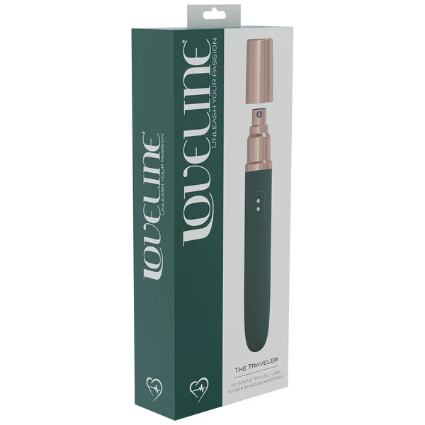 LOVELINE The Traveler - Green - Green 17.6 cm USB Rechargeable Vibrator with Lube Applicator — image 4 of 4