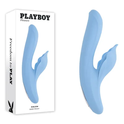 playboy pleasure in bloom blue 235 cm usb rechargeable thrusting tapping heating dual vibrator
