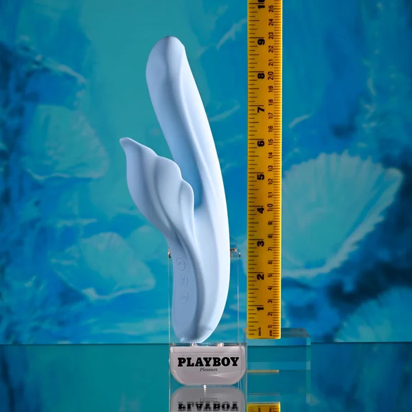 Playboy Pleasure IN BLOOM - Blue 23.5 cm USB Rechargeable Thrusting Tapping & Heating Dual Vibrator — image 17 of 18