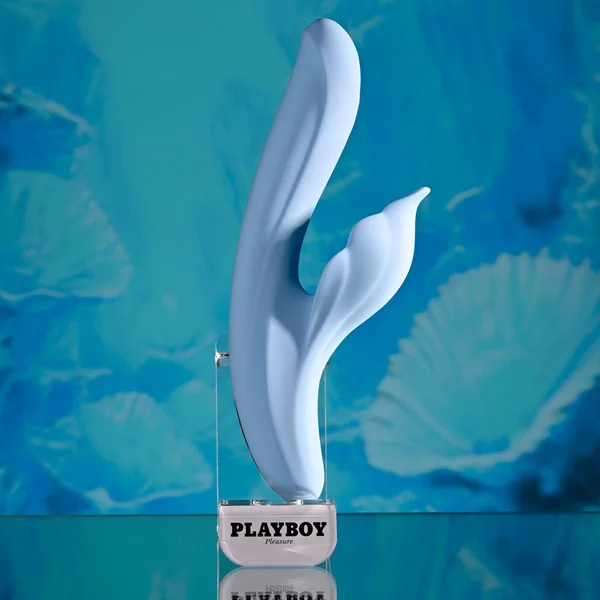 Playboy Pleasure IN BLOOM - Blue 23.5 cm USB Rechargeable Thrusting Tapping & Heating Dual Vibrator — image 3 of 18