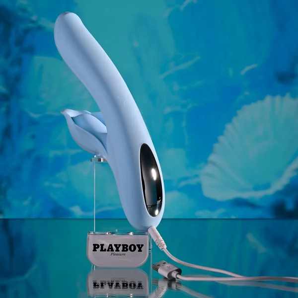 Playboy Pleasure IN BLOOM - Blue 23.5 cm USB Rechargeable Thrusting Tapping & Heating Dual Vibrator — image 18 of 18