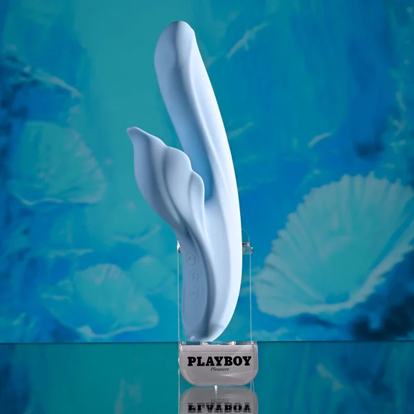 Playboy Pleasure IN BLOOM - Blue 23.5 cm USB Rechargeable Thrusting Tapping & Heating Dual Vibrator — image 2 of 18