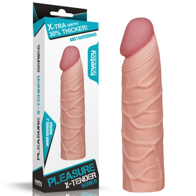 pleasure x tender 1 sleeve flesh 25 cm 1 penis extension sleeve