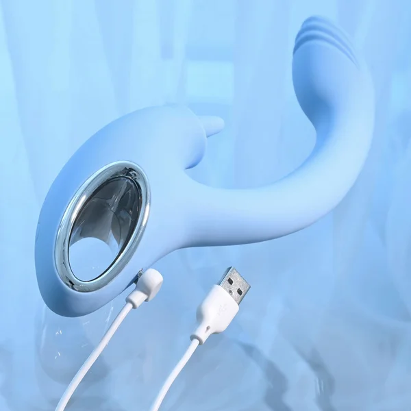 Playboy Pleasure SAPPHIRE SKY - Blue 21.6 cm USB Rechargeable Vibrator with Double Tongue Stimulator — image 9 of 18