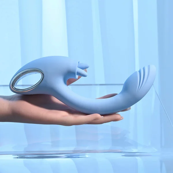 Playboy Pleasure SAPPHIRE SKY - Blue 21.6 cm USB Rechargeable Vibrator with Double Tongue Stimulator — image 4 of 18