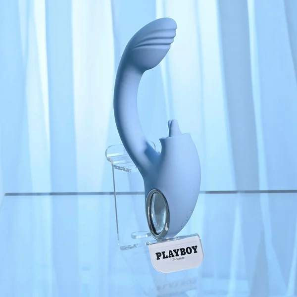 Playboy Pleasure SAPPHIRE SKY - Blue 21.6 cm USB Rechargeable Vibrator with Double Tongue Stimulator — image 11 of 18