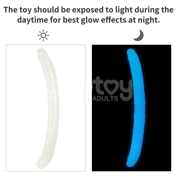 Lumino Play 18.5'' Double Dildo - Glow in the Dark Blue 47 cm Double Dong — image 4 of 7