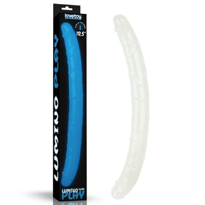 lumino play 185 double dildo glow in the dark blue 47 cm double dong